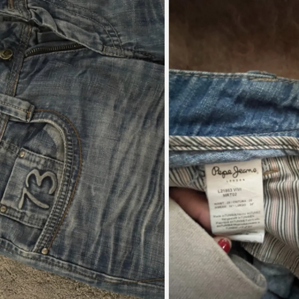 Supersnygga lågmidjade jeans från Pepe jeans🫶🏼 Skriv för fler bilder eller mer info!. Jeans & Byxor.