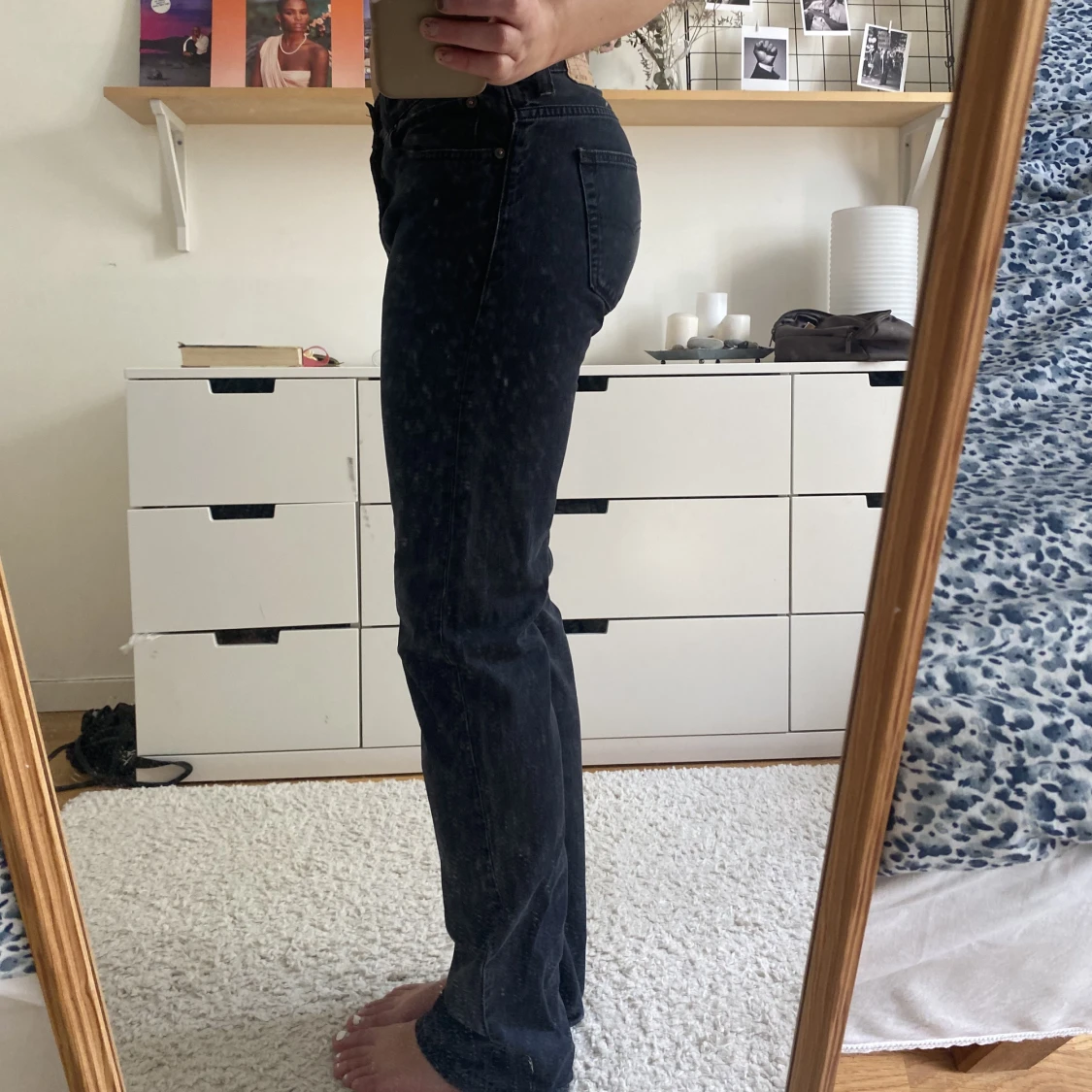 Gråa lowrise baggy jeans  - 90