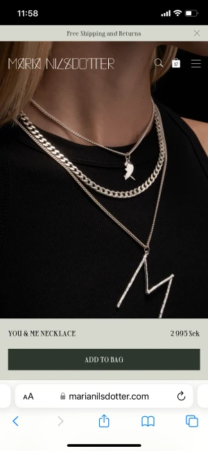 Maria Nilsdotter halsband - Är inte helt säker på att jag vill sälja än men jag har You and me necklace i 45 kedja och vill ha 50 kedja istället så undrar darför om någon är intresserad av att byta eller köpa isåfall❤️❤️❤️halsbandet är i jättefint skick❣️