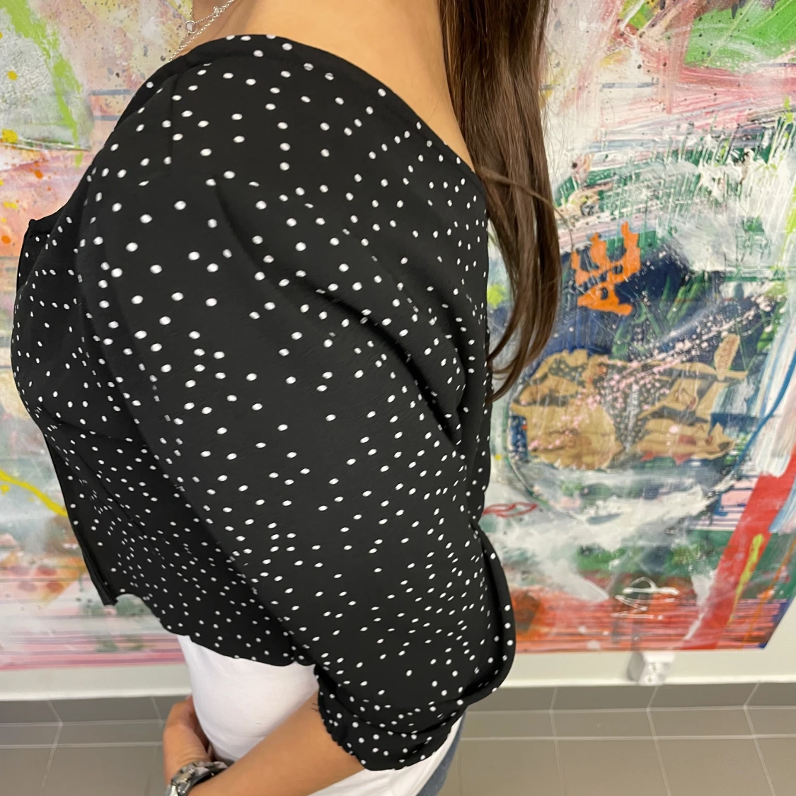 Svart prickig bolero/kofta  - 91