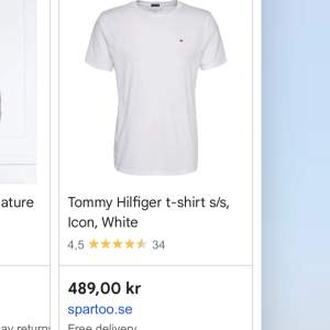 Vit Tommy Hilfiger t shirt. Köpt i usa. Står xl i men är verkligen mer som en M
