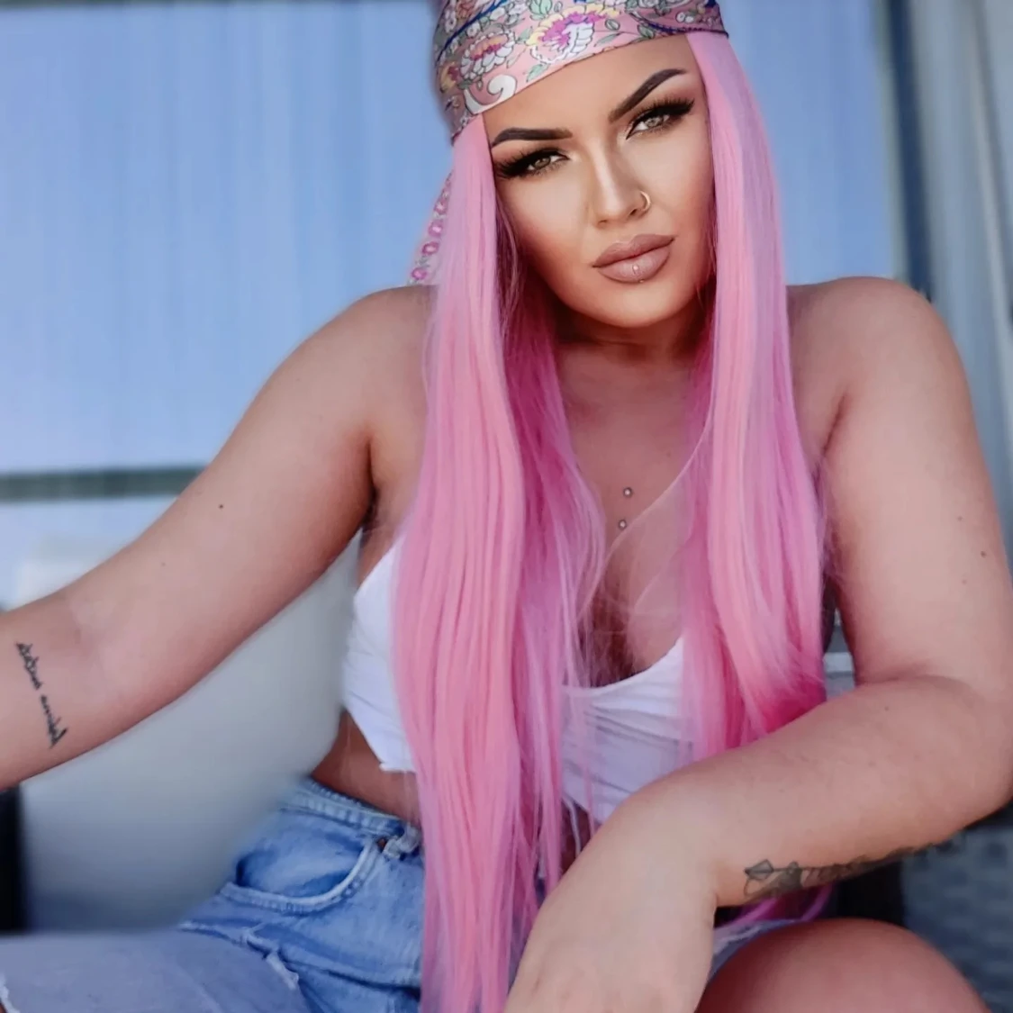 Extra Long Straight Synthetic Wig - 1