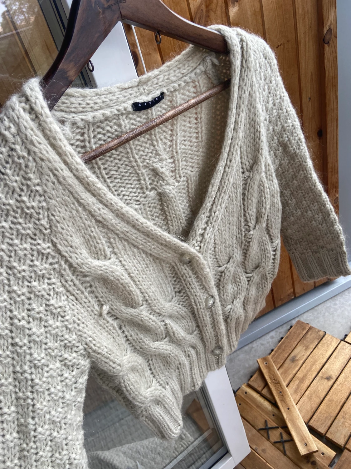 Stickad trekvartsärm  - 90