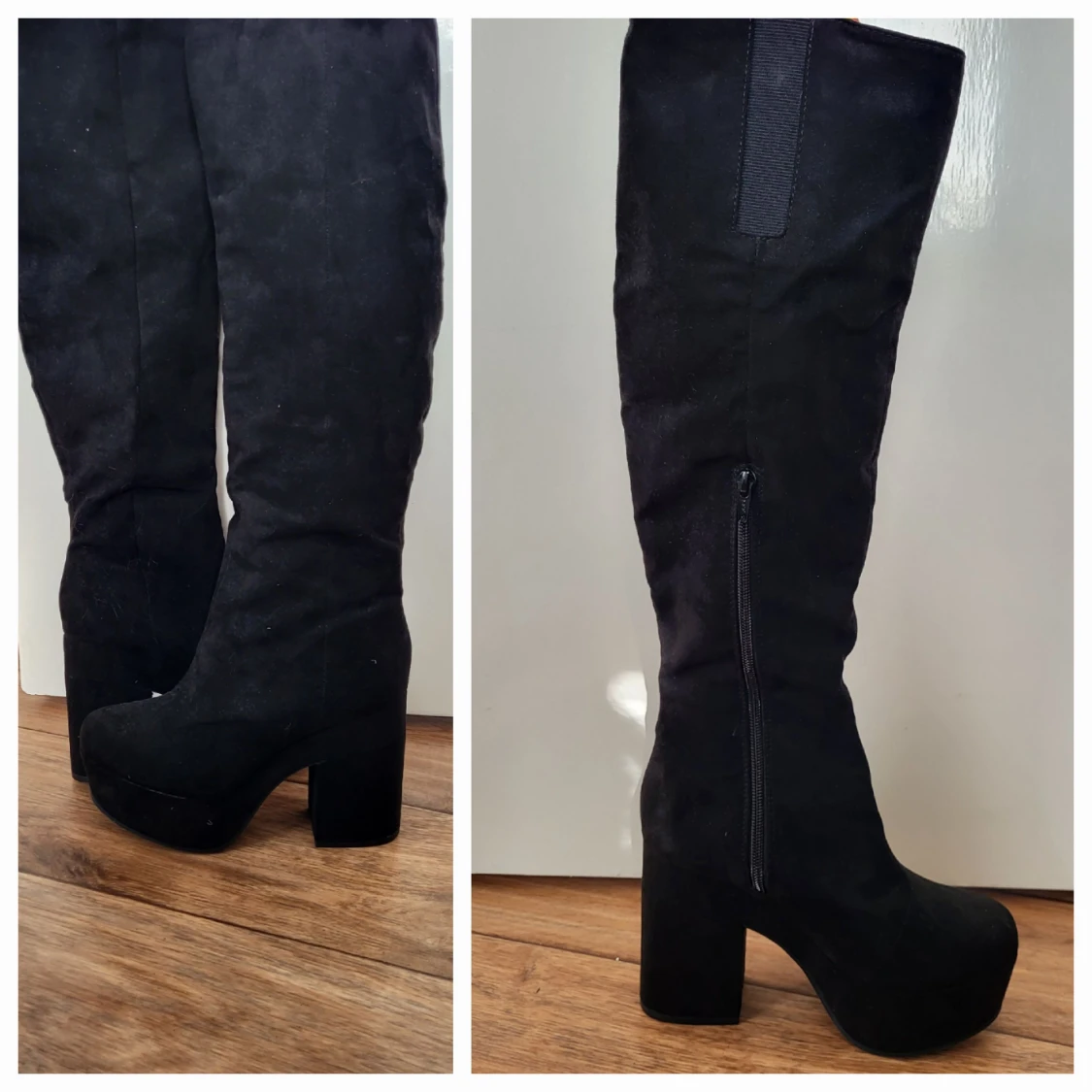 Svarta höga stövlar