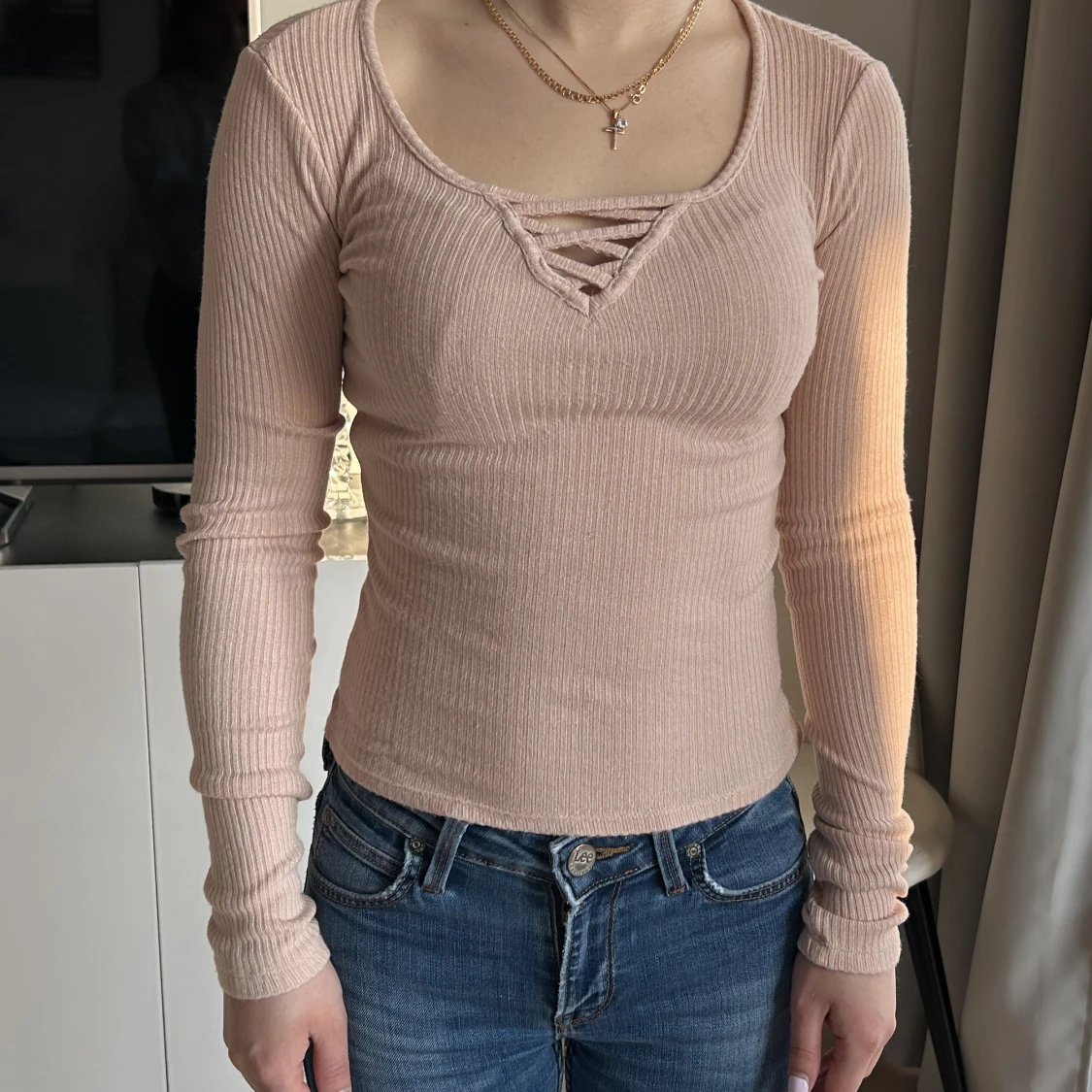 Kort ribbad tröja - 90