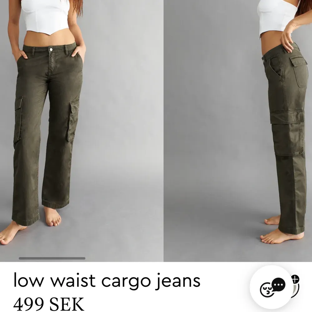 Säljer dessa helt oanvända lågmidjade cargo byxorna från Gina. Så fina men kom aldrig till användning! . Jeans & Byxor.