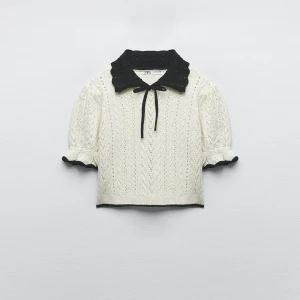 Zara Söt stickad crop top med krage - Använd en gång 