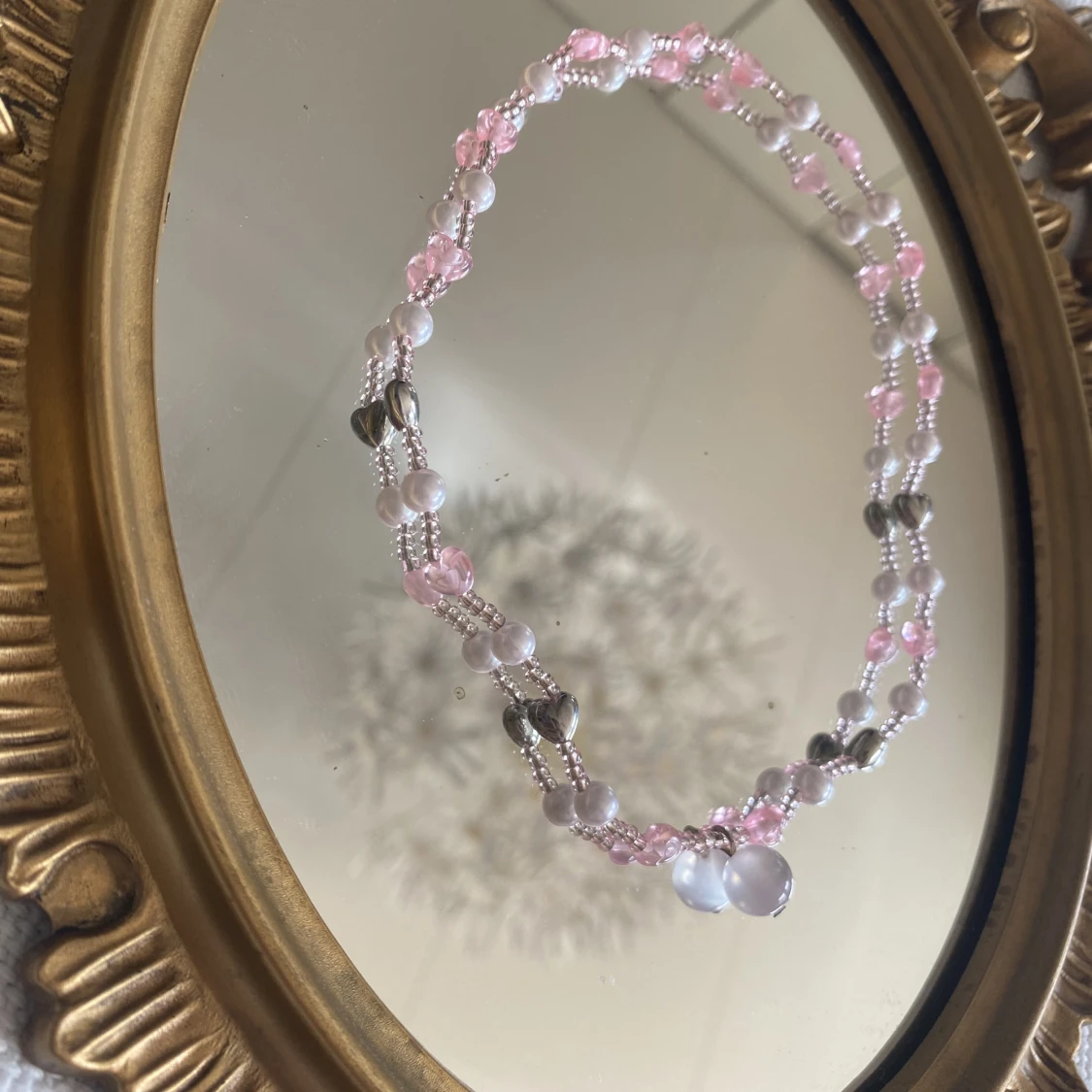 Halsband pärlor hjärtan - 90