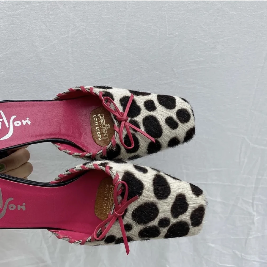 Klackskor i läder/päls - 91