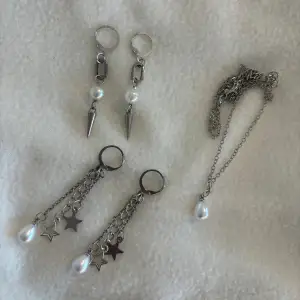 Handgjorda smycken i rostfritt stål, man får med allt på bilden för 109kr,  ( 4 st örhängen och ett halsband)  Frakt: 15kr 