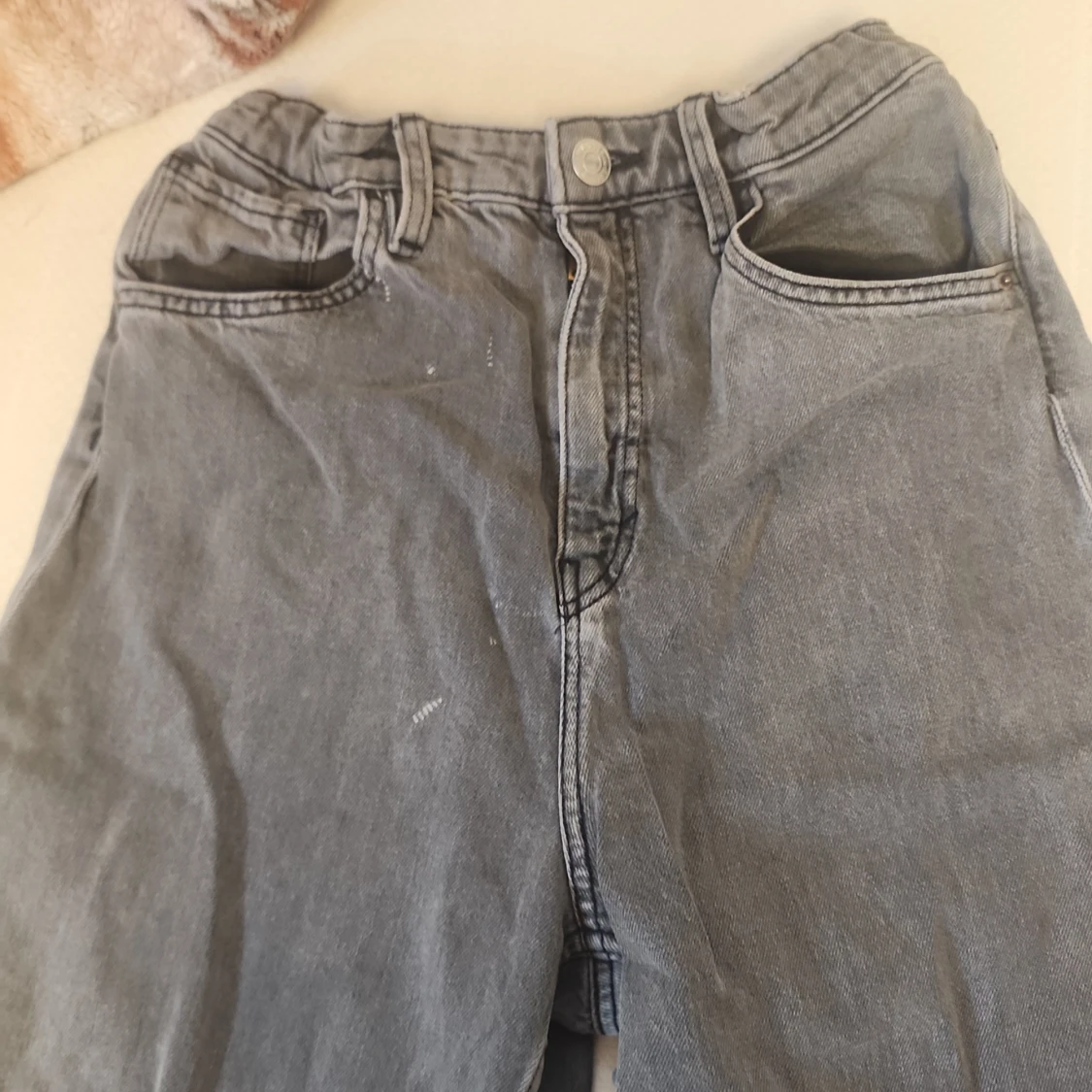 Hög midja grå baggy jeans