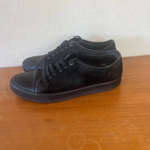 Lanvins skor - Säljer ett par sköna lanvins helsvarta med mocka. Skorna är i uk 9 vilket motsvarar ungefär 43-44. De är i bra skick med endast lite skrap längst fram på tårna. Vid frågor och funderingar är de bara skriva. 