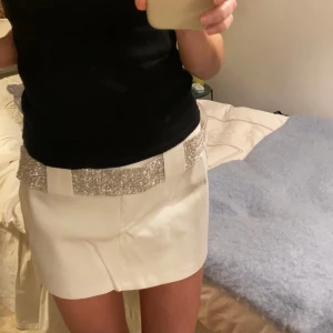 Kjol med glitter skärp  - Supercool kjol med glitter skärp från Zara som tyvärr inte kommer till användning då den är lite för stor på mig. Aldrig använt så i väldigt bra skick🤍Köparen står för frakt. 