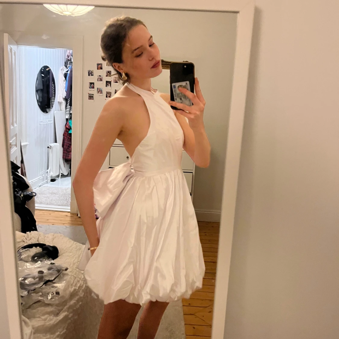 Vit rosett klänning  - 4