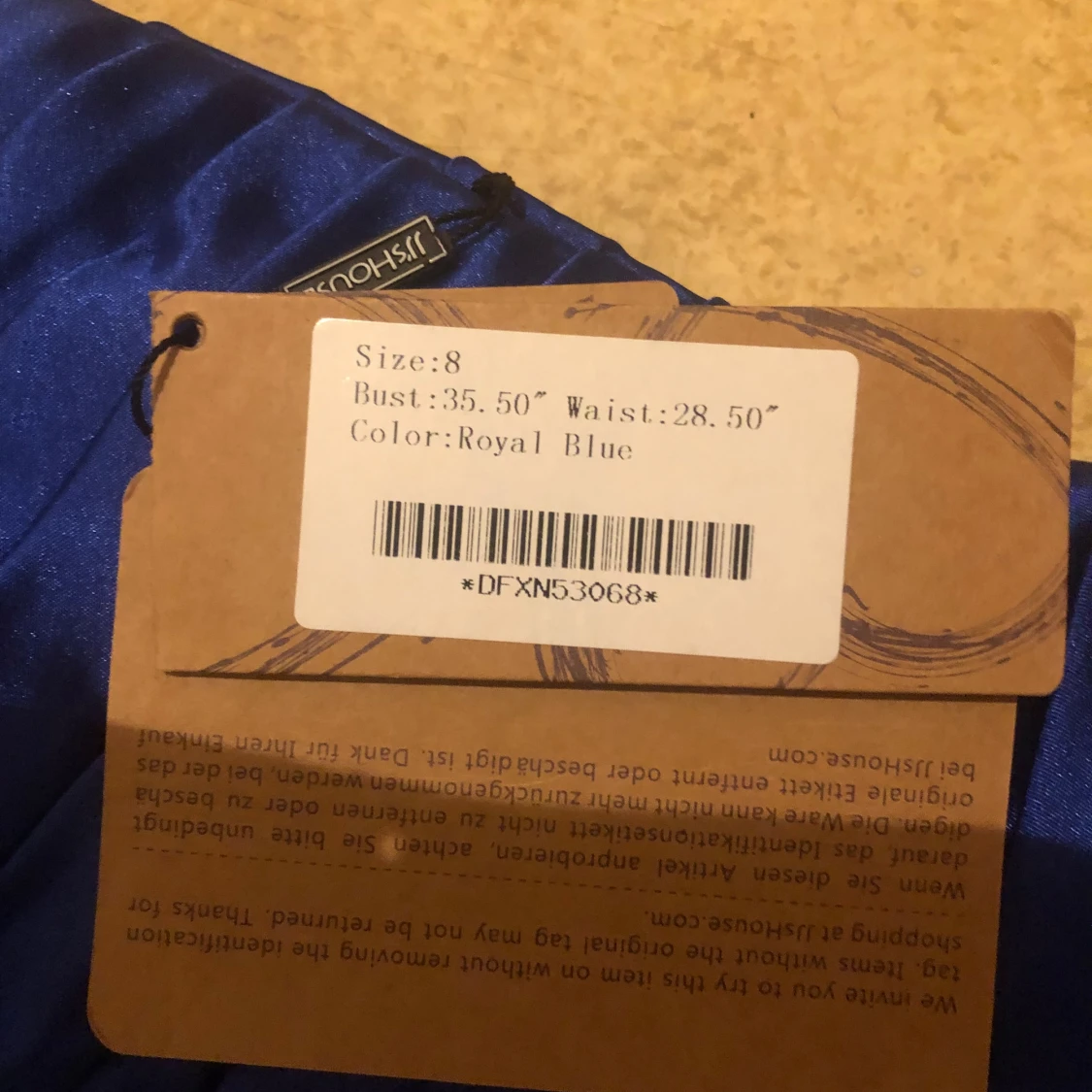 Kungblå axelbandslös klänning - 92