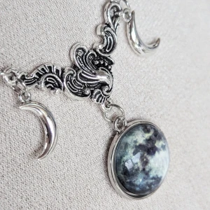 Goth Måne Grafik Halsband Hängsmycke,NY - ROMWE märke  Järn Legering  Diameter 17.5 cm Ny