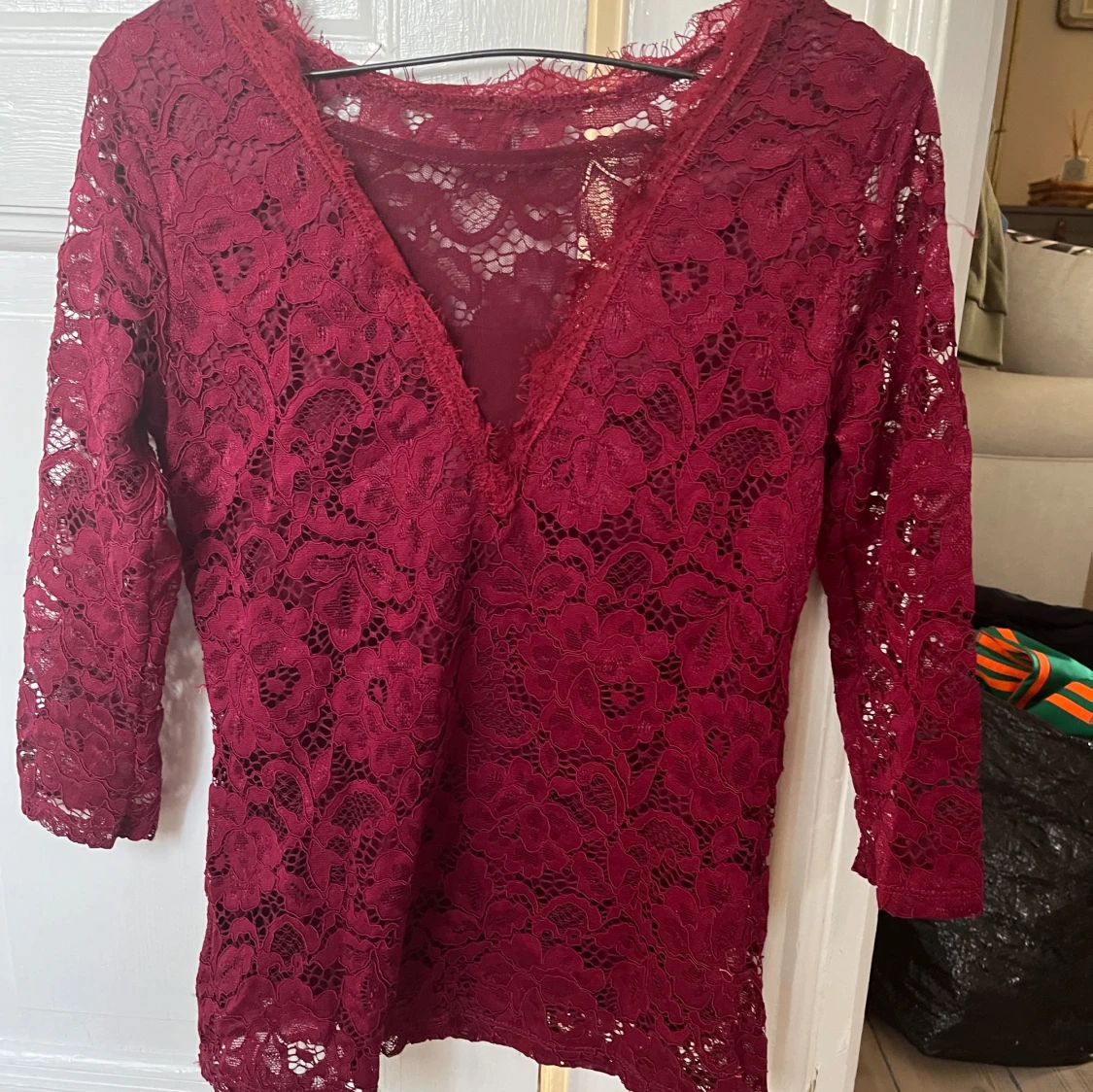 Vinröd spetstopp y2k - 91