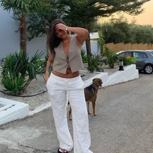 Linnebyxor  - Dessa everyday linen pants ifrån Alobha i storlek XS, i mycket fint skick😊