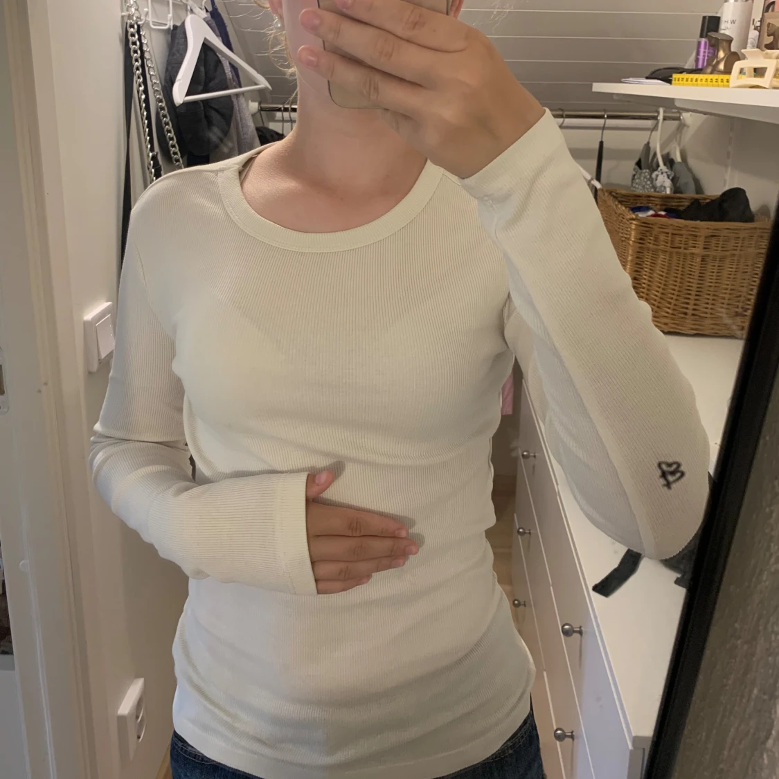 Vit långärmad tröja - 90