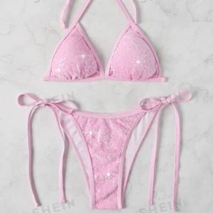 Bikini - Rosa bikini men paljetter från SHEIN, aldrig använd!