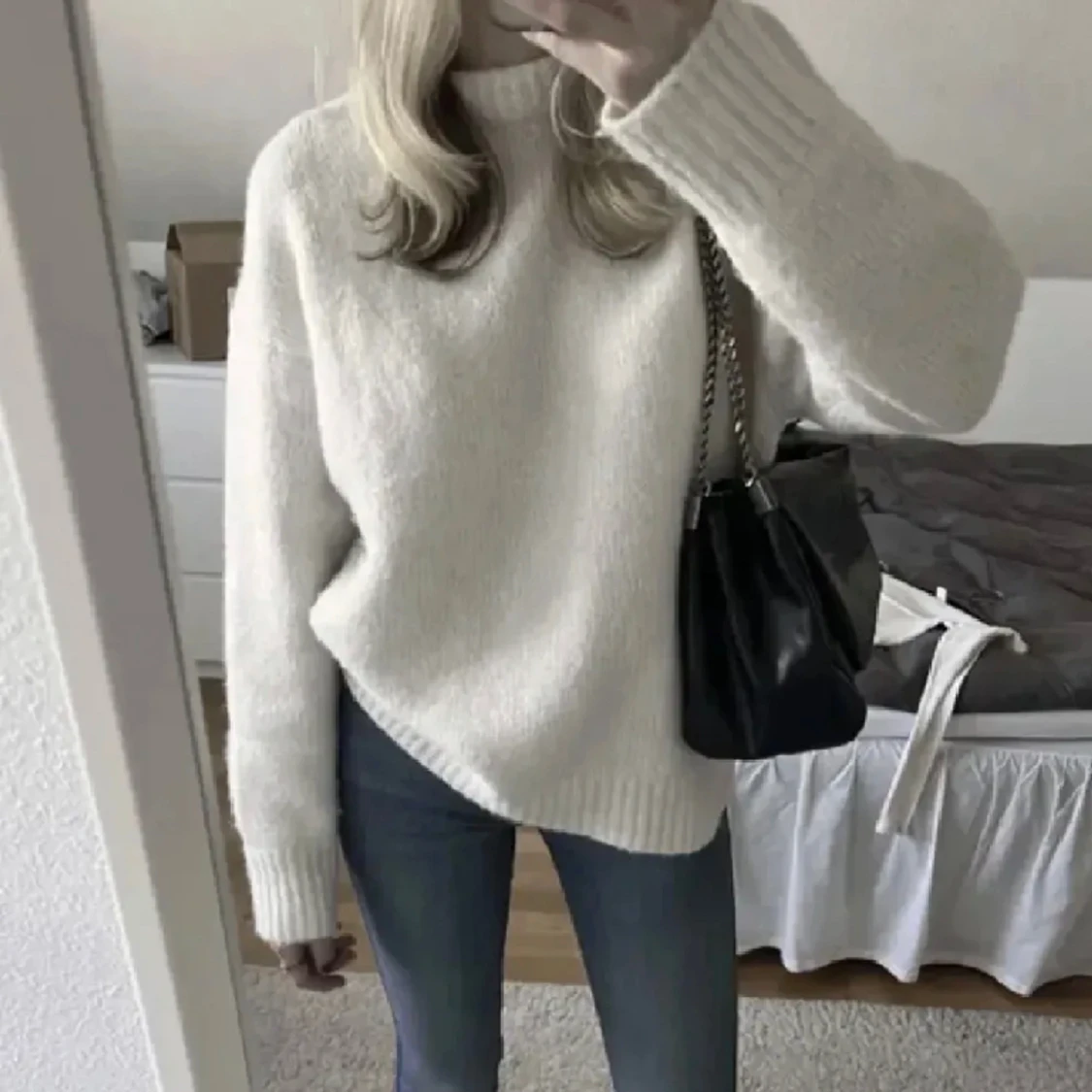 Vit stickad tröja zara