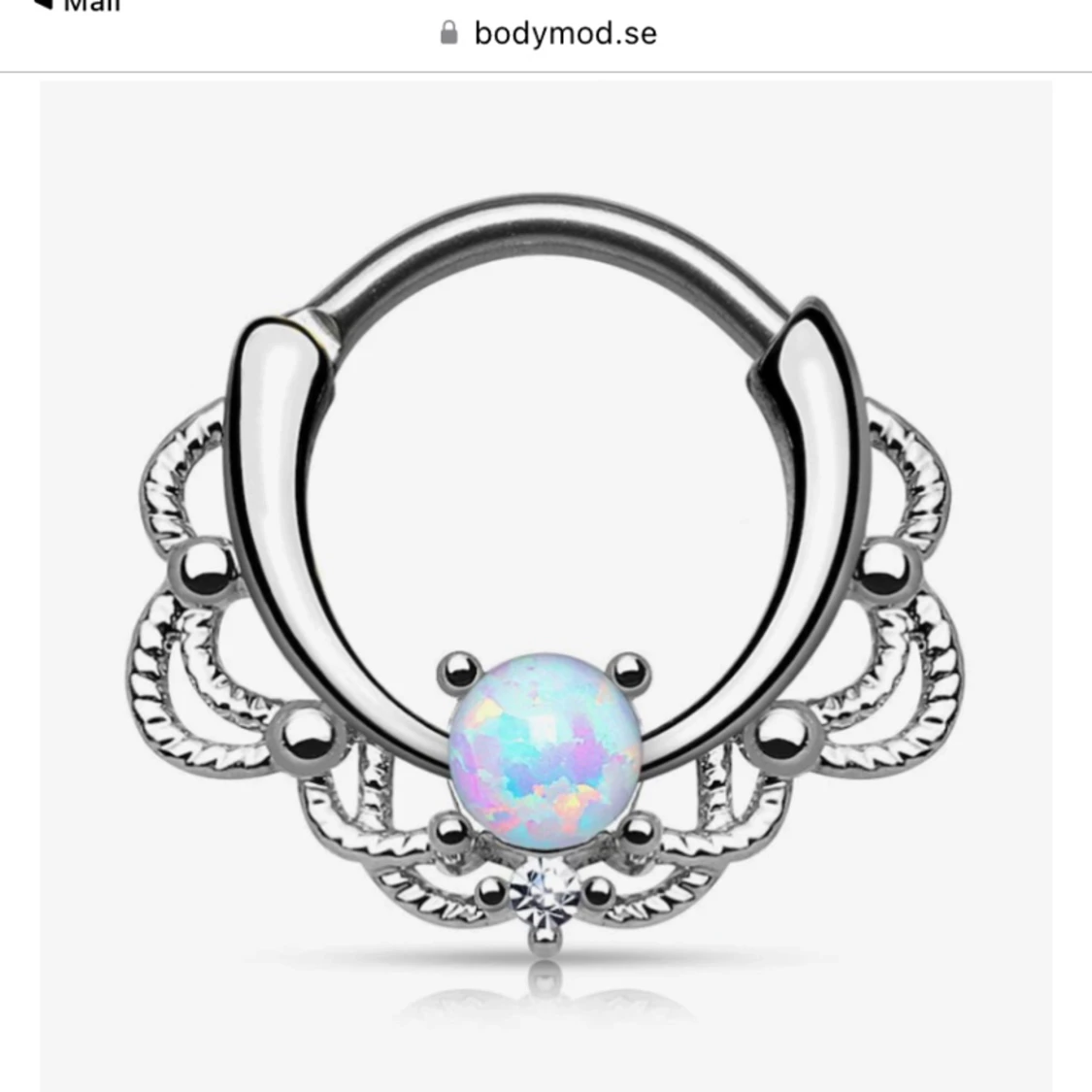 Oanvänd septum piercing med opal🩵 - 91