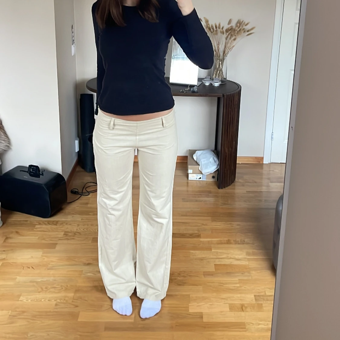 Lågmidjade linne byxor - 90