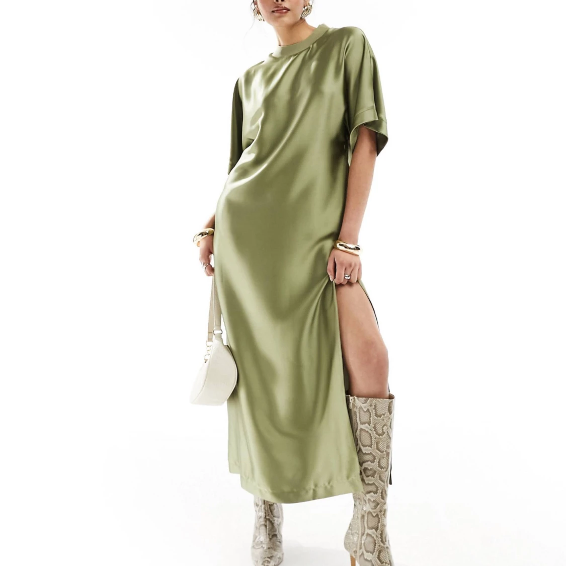 midilång satinklänning (36)