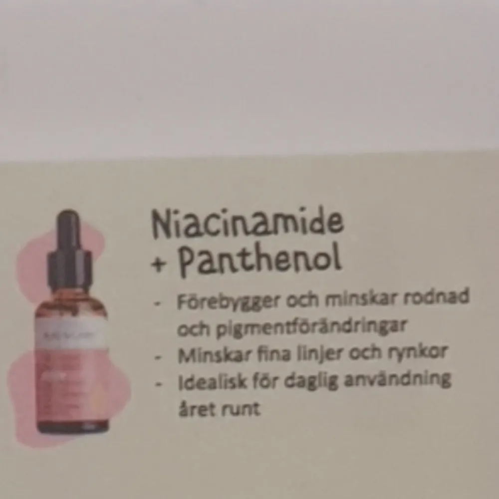 Säljer detta niacinamide + panthenol serum   från pure & care pga jag använder inte de. Etiketten har suddats ut! Köpt för ungefär 1 månad sedan på normal och finns ganska mkt kvar (se bild) ⚠️TAR ENDAST SWISH⚠️. Accessoarer.