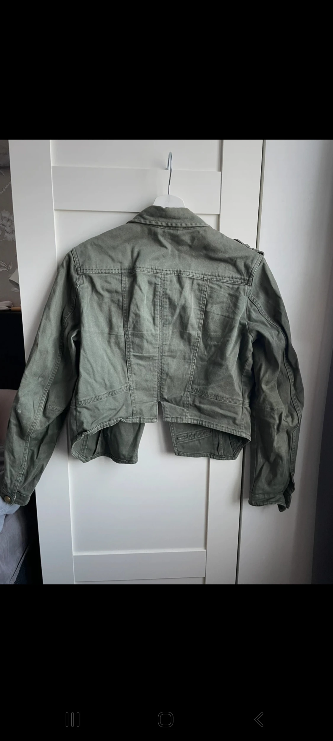 Militärgrän jeansjacka - 90