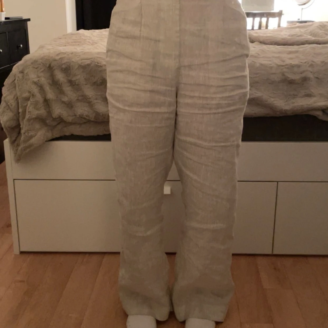 Linnebyxor beige