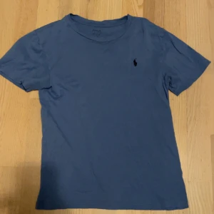 Blå Ralph Lauren t-shirt (14-16). 100 kr - Tjena! Jag säljer min blåa Ralph Lauren t-shirt då den är för liten. Tröjan säljs för enbart 100 kr då den har ett litet litet hål precis över loggan (syns knappt vid användning).