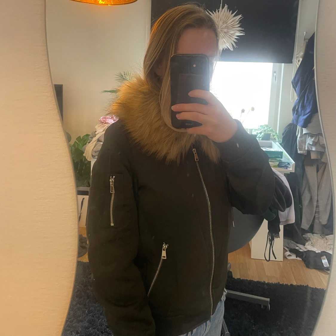 Bomber jacket med päls - 90