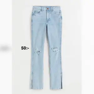 Utsvänga jeans med slits från h&m. Knappt använda