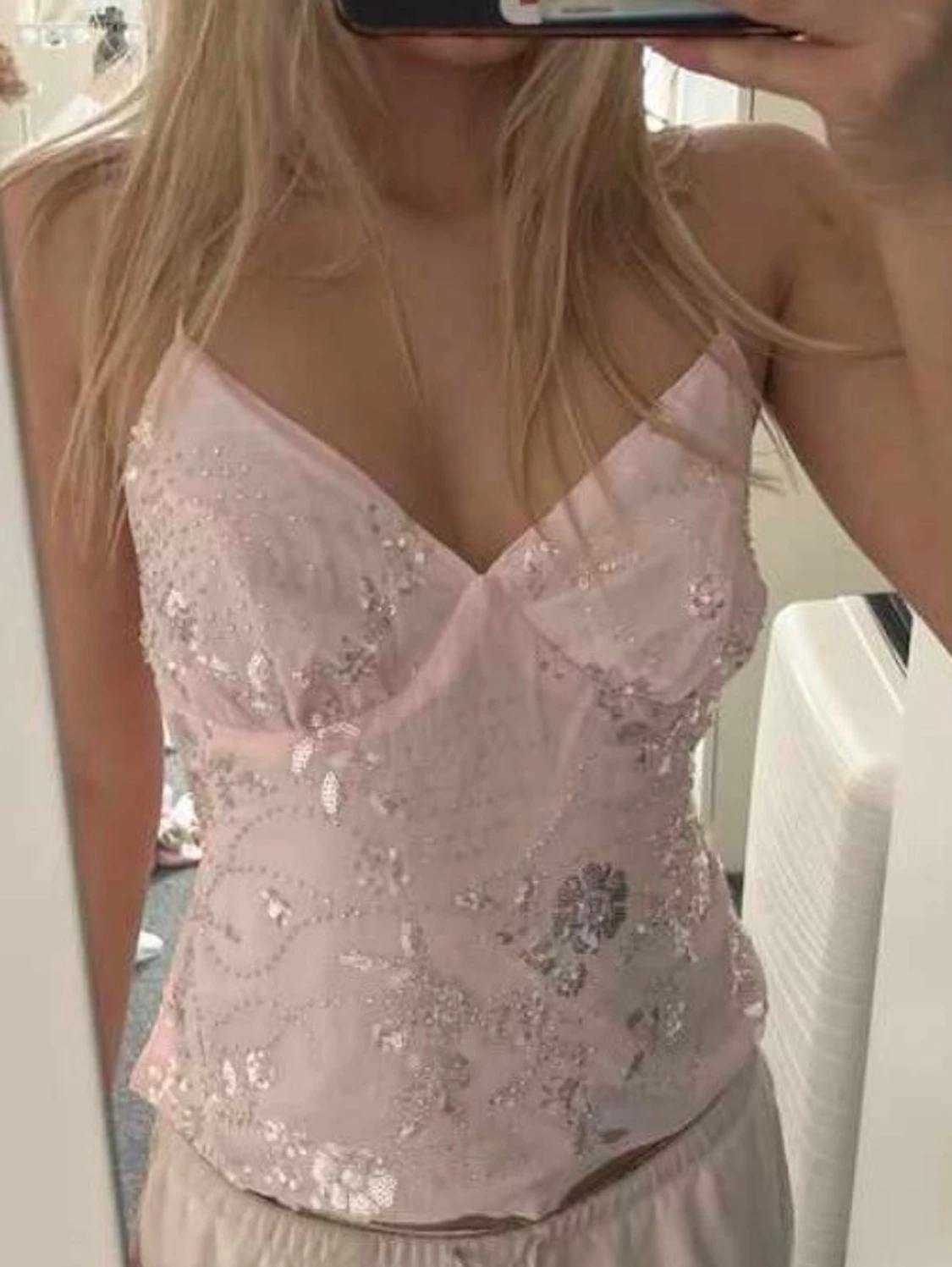 Rosa glittrig topp med paljetter