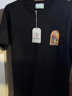 Svart t-shirt från Casablanca - Snygg svart t-shirt Casablanca med ett färgstarkt tryck på bröstet som är en bild av Paris men även ett stort tryck på ryggen med. Klassisk rund hals och korta ärmar. Perfekt för dig som vill ha en stilren men unik look.