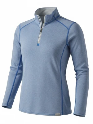 Patagonia Capilene långärmad baselayer/träningströja M grå - Ljusblå långärmad fleece med halv dragkedja framtill och hög krage. Tröjan har kontrastsömmar i blått och är tillverkad i mjukt, tekniskt material som passar perfekt för lager-på-lager och utomhusaktiviteter.