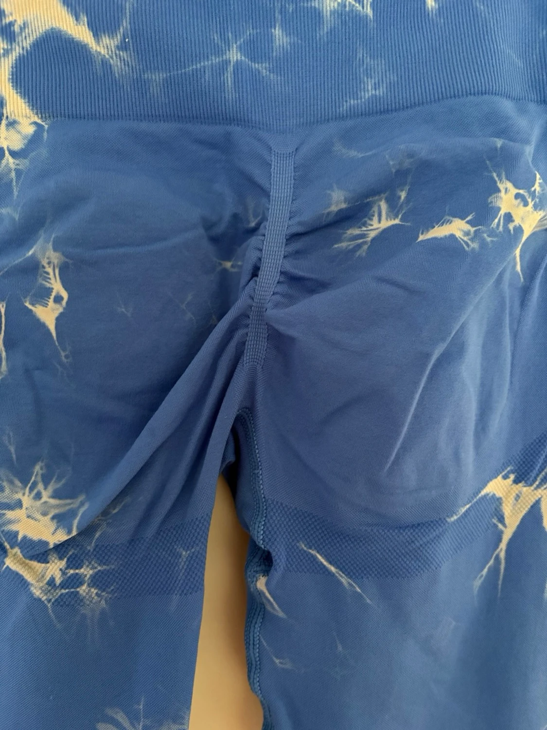 Blå tie dye leggings med hög midja - 2