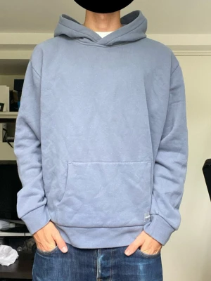 Hollister hoodie - En snygg blå/grå hoodie från hollister i storlek M. Han på bilden är 178 cm lång. Inga defekter, har du funderingar? Fråga på!