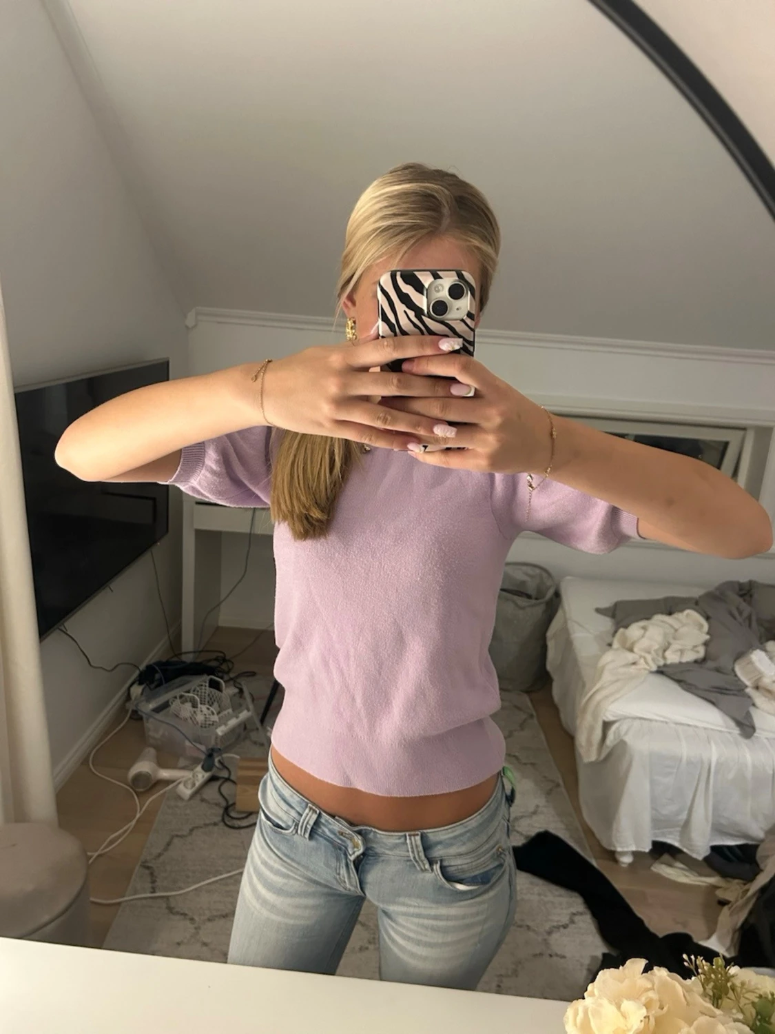 Ljuslila kortärmad topp - 1