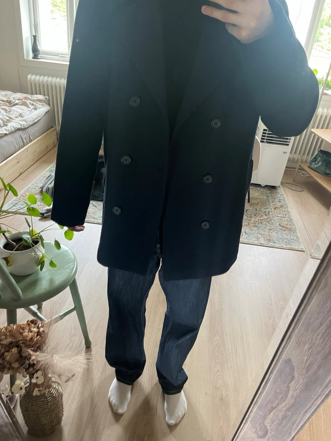 Mörkblå skepparkavaj med dubbelknäppning - 1