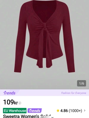 Vinröd topp  - Trendig vinröd topp som är lång armad den är ifrån shein köpte den för priset på bilden använts 2 eller 3 gånger i storlek s eller xs