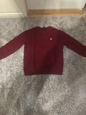 Vinröd sweatshirt från Lee - Säljer en vinröd sweatshirt från Lee med rund halsringning och diskret logga på bröstet. Tröjan har ribbade muddar vid ärmslut och nederkant, samt klassisk relaxed passform. Perfekt för dig som gillar stilrena och bekväma plagg.