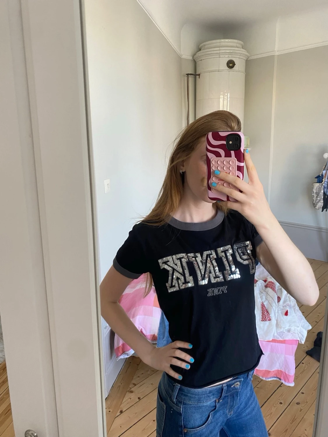 Svart PINK t-shirt med paljetter - 2