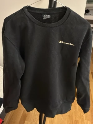 Svart sweatshirt från Champion • Herr • M (mindre i storlek) - Svart sweatshirt från Champion med klassisk rund halsringning och broderad logga på bröstet. Använt men gott skick. Något liten i storleken skulle säga att den snarare passar de med strl S. 