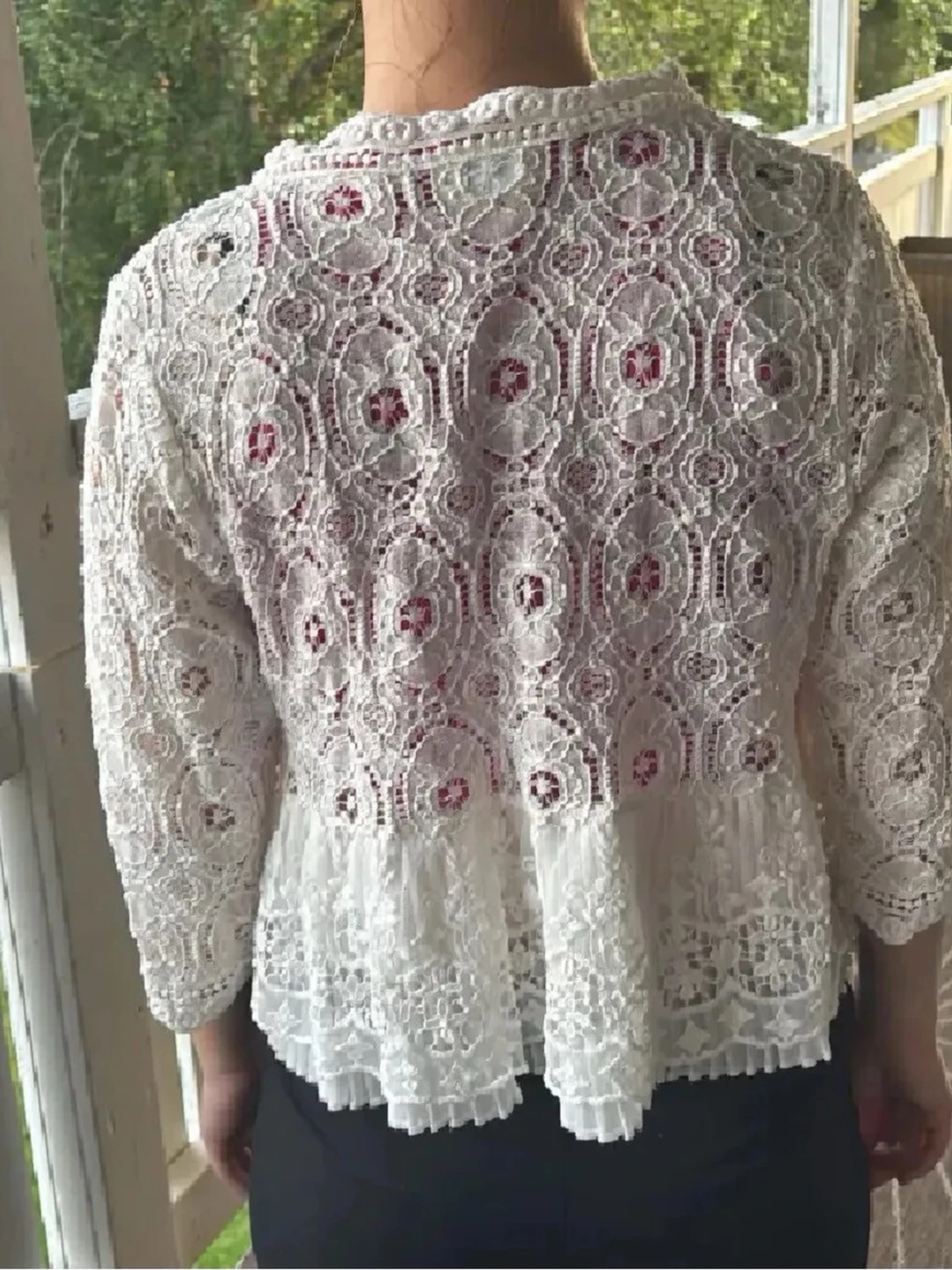 Vit spetskofta med 3/4-ärm - 1