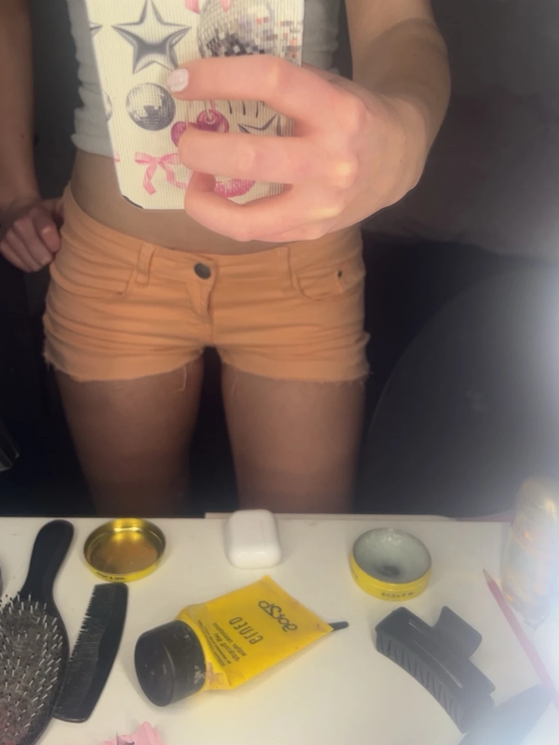 Persikofärgade tighta shorts