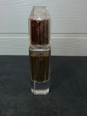 Burberry Body parfym  - Parfym från Burberry i doften body. En lyxig och feminin doft. Endast testad några gånger, men den passar tyvärr inte mig, synd att låta det gå till spillo. Doftnoter: Top notes are Wormwood, Peach and Freesia; middle notes are Rose, Sandalwood and Iris; base notes are Musk, Cashmere Wood, Vanille and Amber.