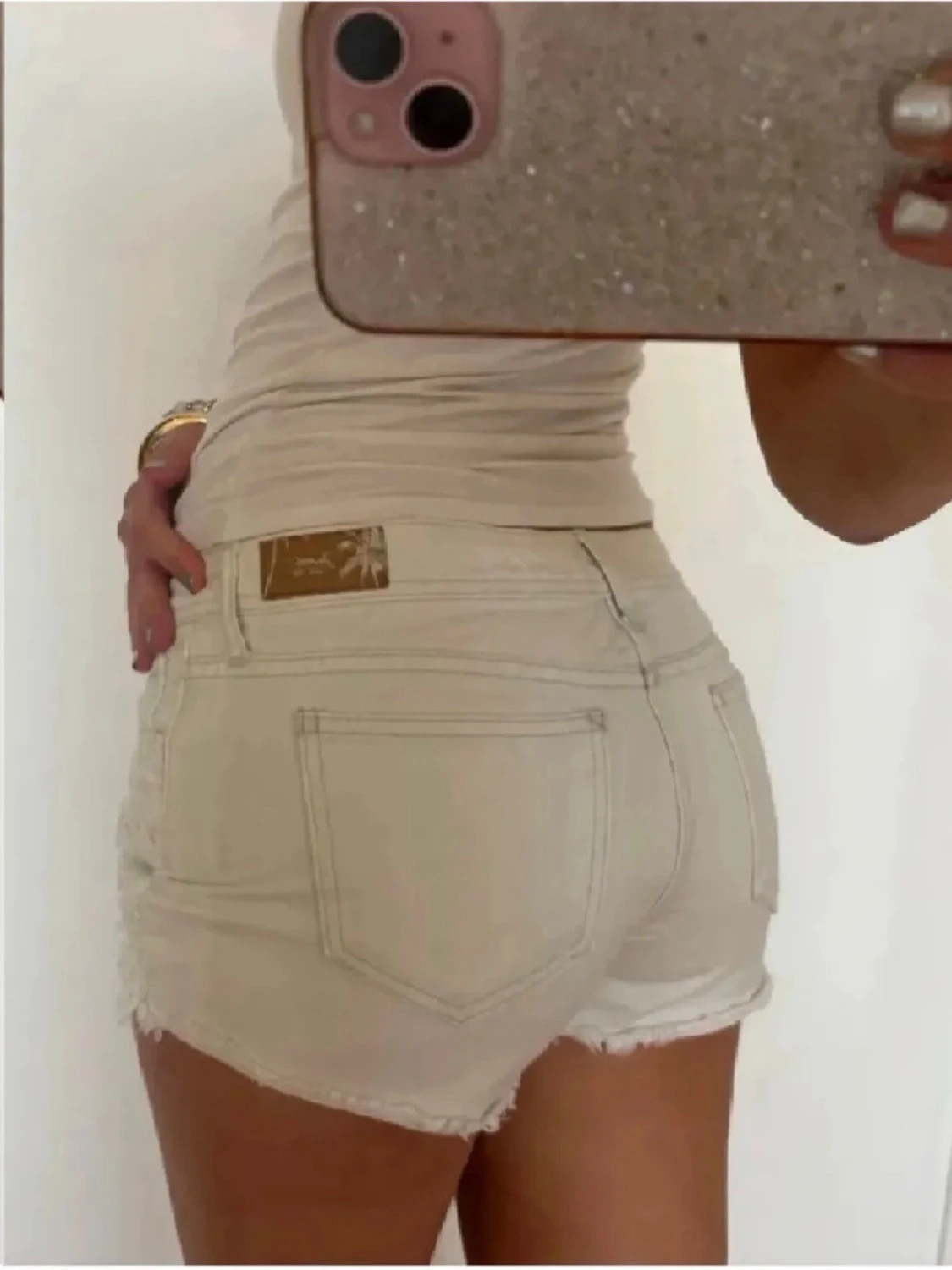 Lågmidjade vita spetsshorts - 2