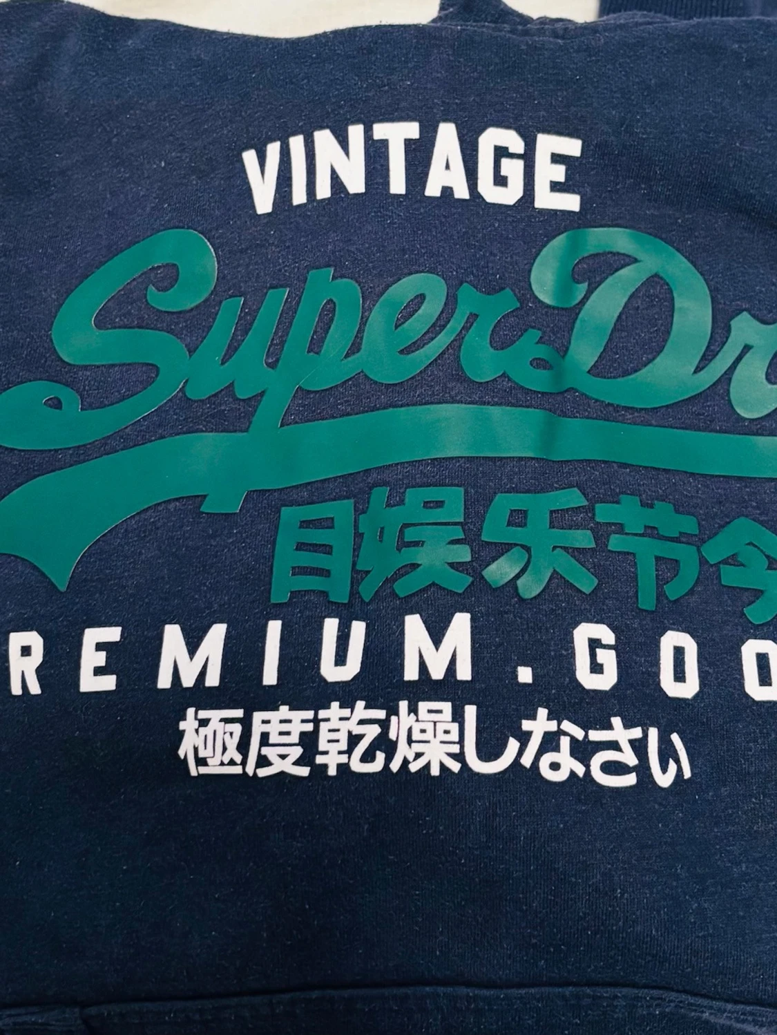 Mörkblå Superdry hoodie med tryck - 3